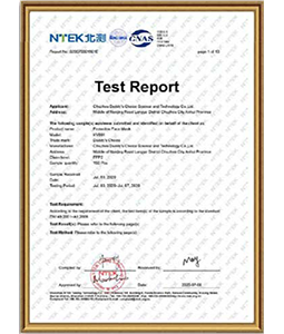 KV001 with Valve CE NTEK EN149 FFP2 Test Report