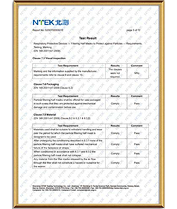 CE NTEK EN149 FFP3 Test Report