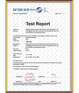 CE NTEK EN149 FFP2 Test Report