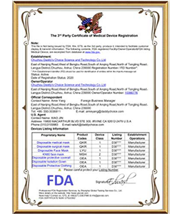 FDA Certificate of Registration